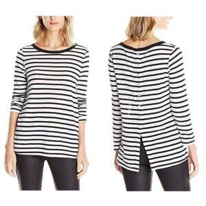 SPLENDID Cerine Slub Gray White Stripe Button Back - S